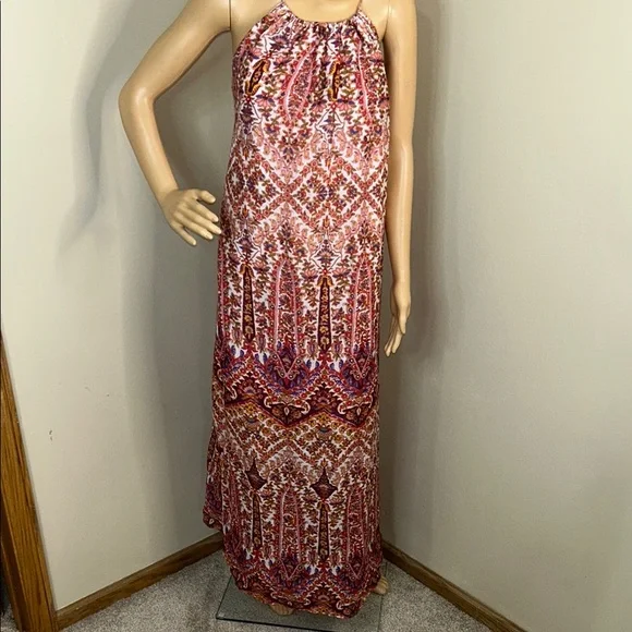 Banana Republic Vibrant Pink and Red Maxi Dress